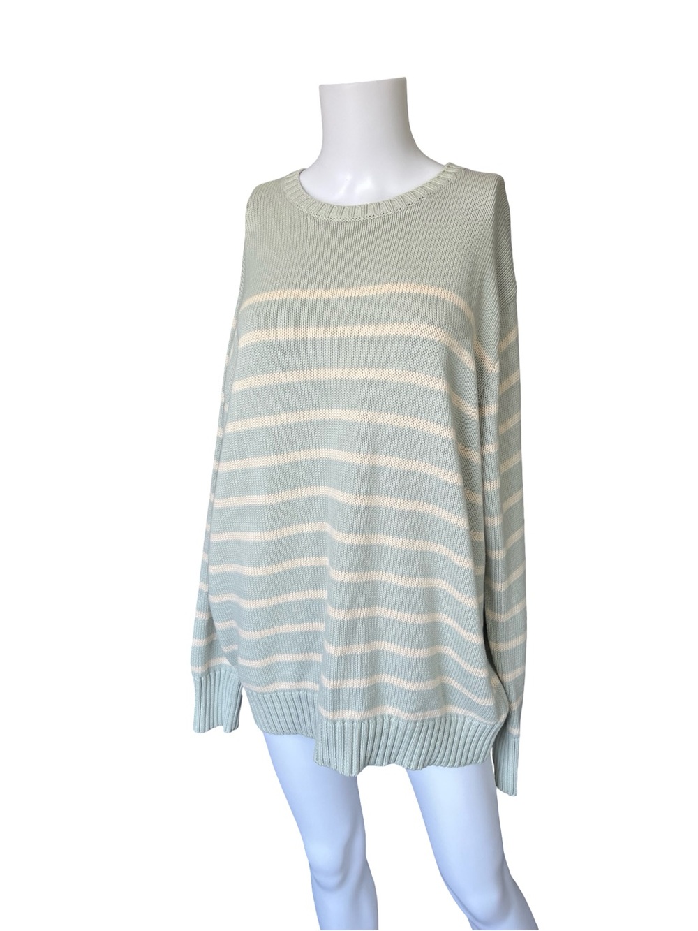 Brandy Melville Brianna Cotton Striped Sweater Blue Cream Oversized One Size